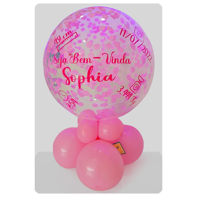 Bubble na base com dados do nascimento do bebê