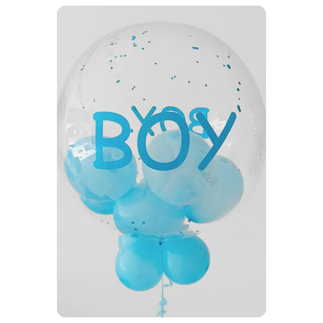 Bubble personalizado com gás hélio, com escrita BOY ou GIRL